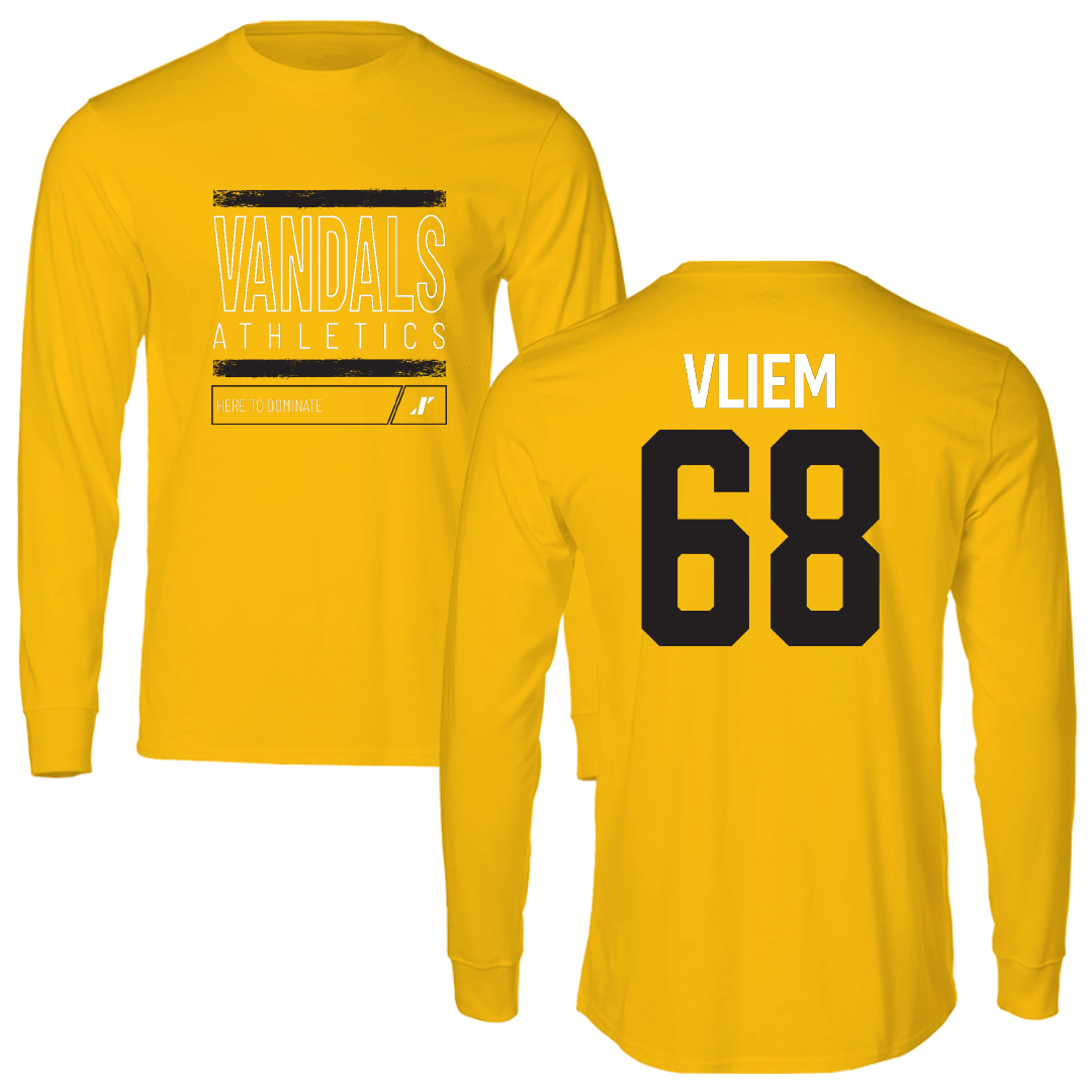 University of Idaho Football Gold Dominate Performance Long Sleeve - #68 Charlie Vliem