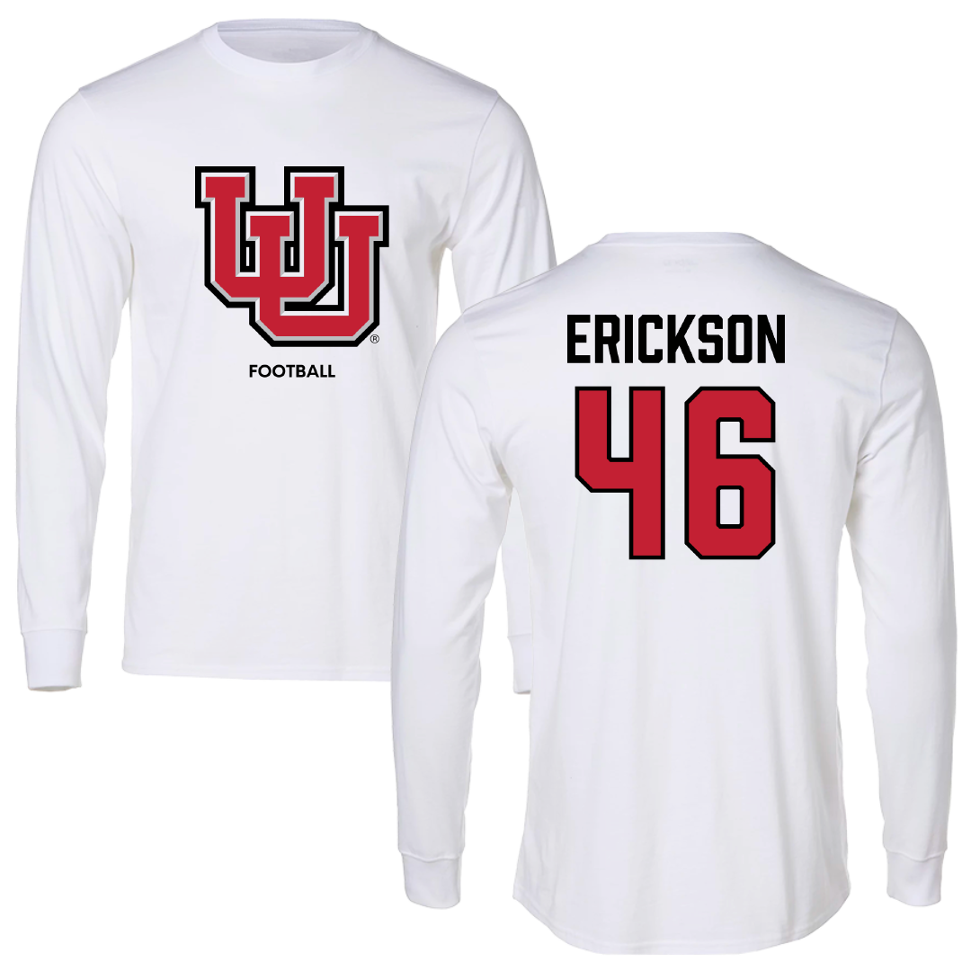 University of Utah Football White Block Performance Long Sleeve - #46 Hayden Erickson