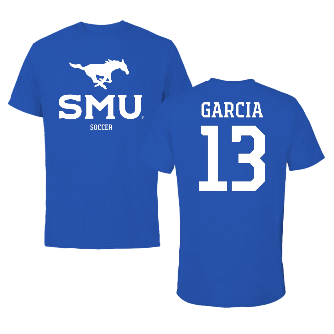 Southern Methodist University Soccer (M) Blue Mascot Performance Tee - #13 Richie Garcia