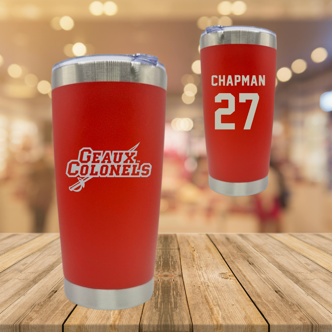 Nicholls State University Football Red Stainless Steel Tumbler - #27 Gil Chapman