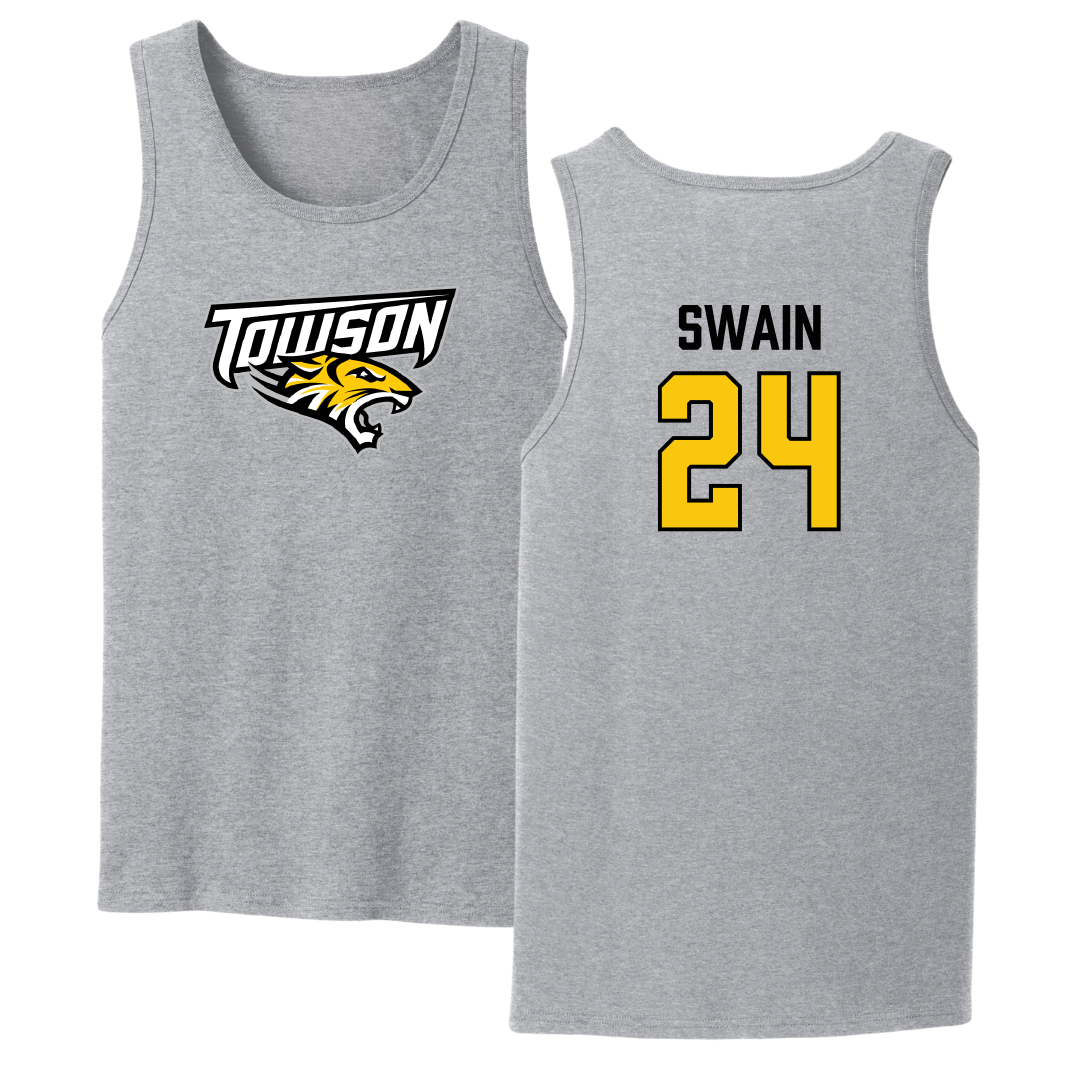 Towson University Football Sport Gray Tank Top - #24 Mike Swain