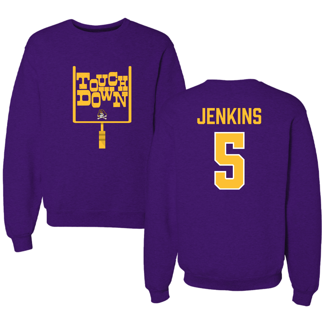 East Carolina University Football Purple Touchdown Crewneck - #5 Parker Jenkins