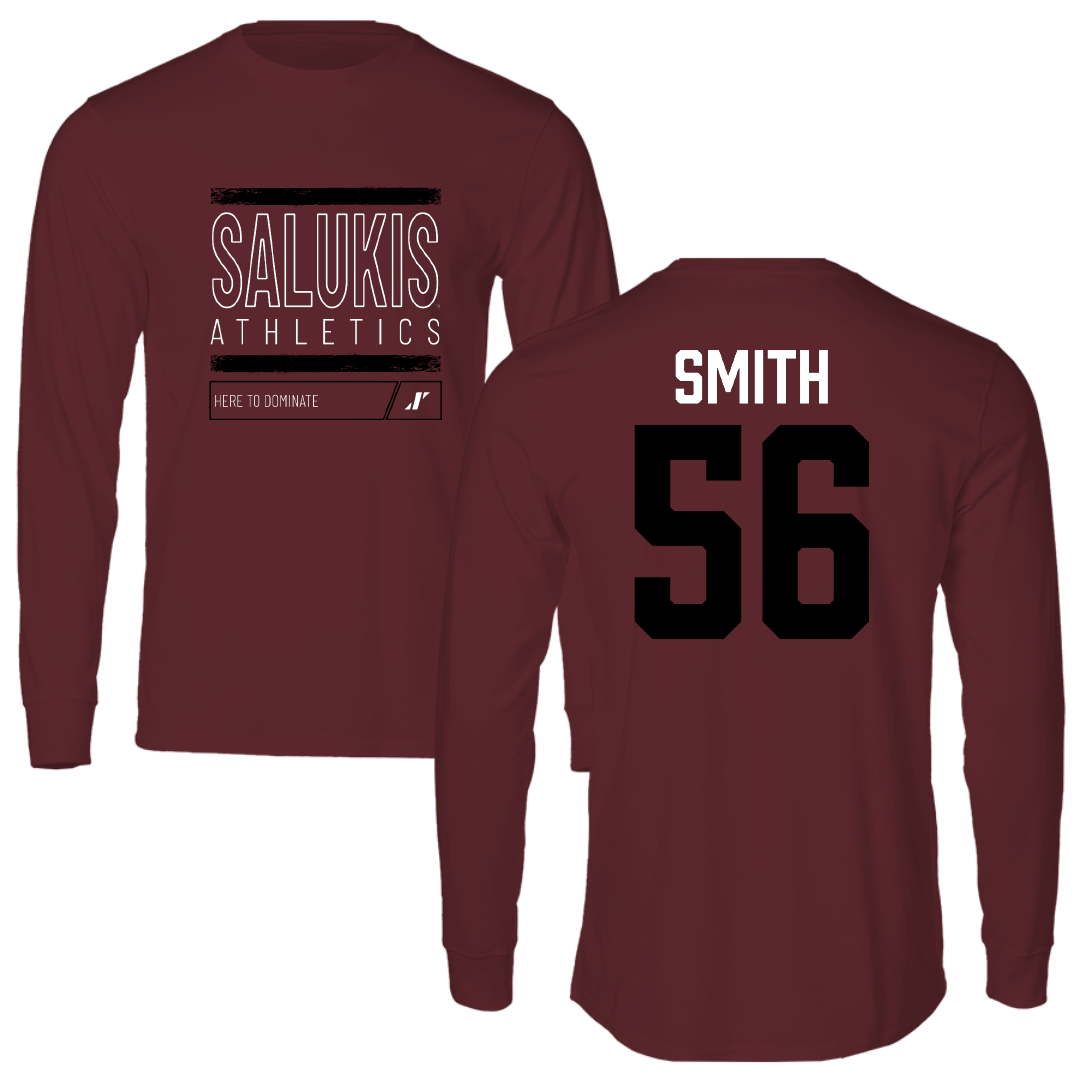 Southern Illinois University at Carbondale Football Maroon Dominate Performance Long Sleeve - #56 Carmelo Smith
