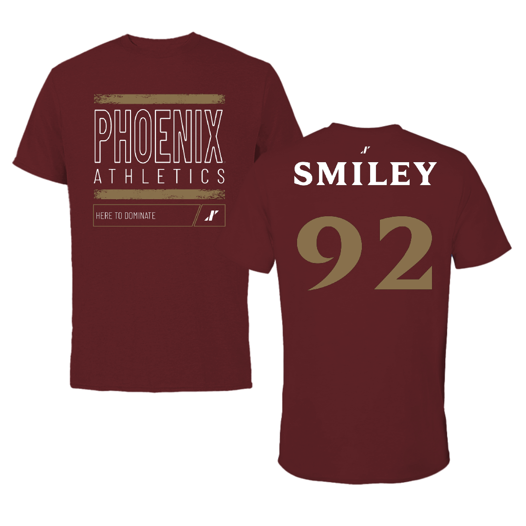 Elon University Football Maroon Dominate Tee - #92 Brandon Smiley