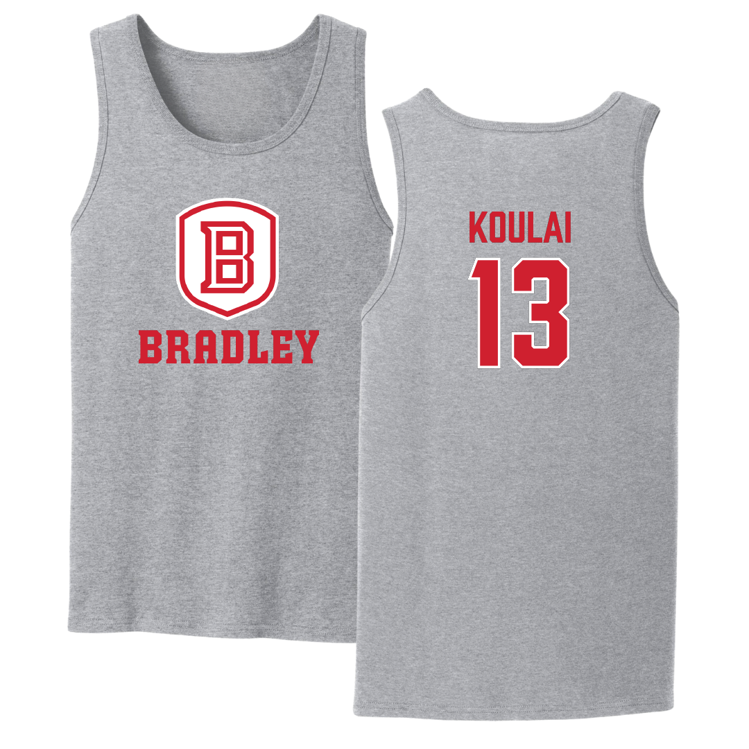 Bradley University Soccer Sport Gray Tank Top - #13 Dj Koulai