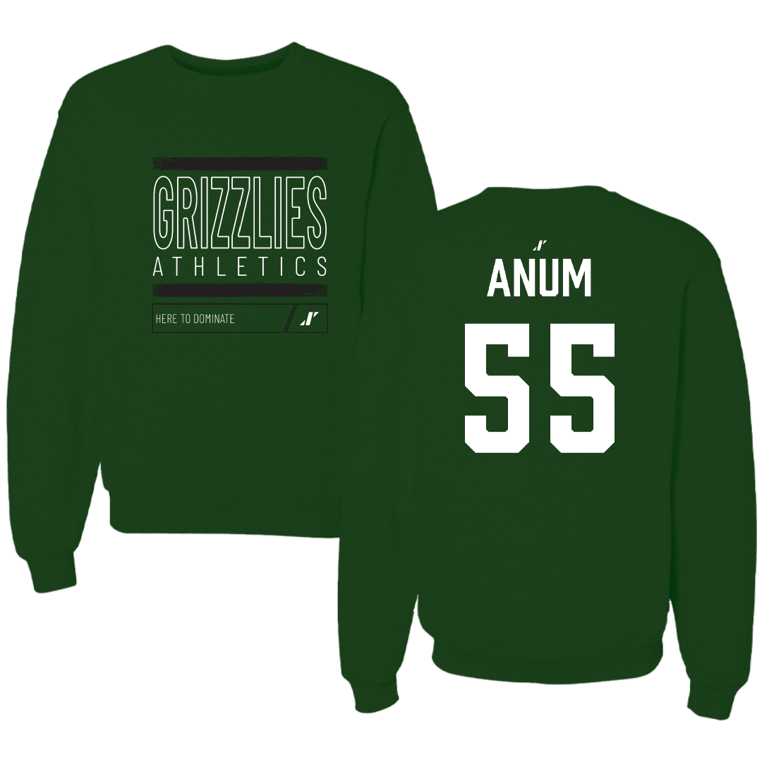 Adams State University Football Forest Green Dominate Crewneck - #55 Maxime Anum