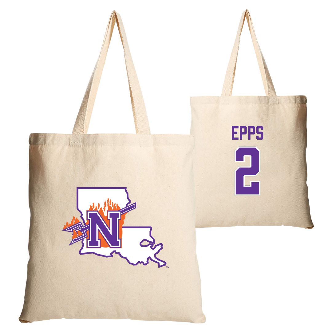 Northwestern State University Basketball Tan Canvas Tote Bag - #2 Jamison Epps