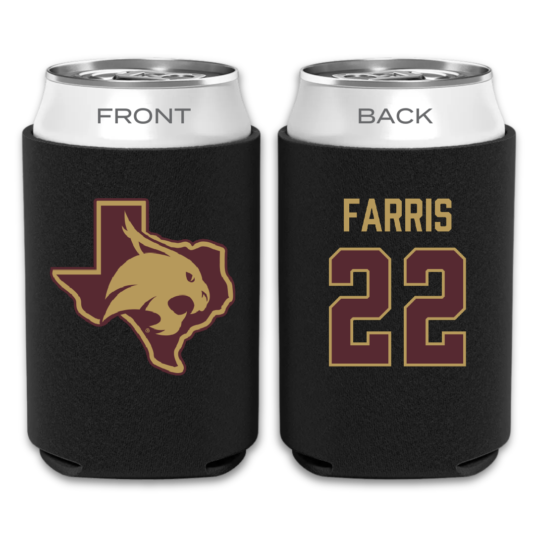 Texas State University Baseball Black Can Cooler - #22 Ethan Farris