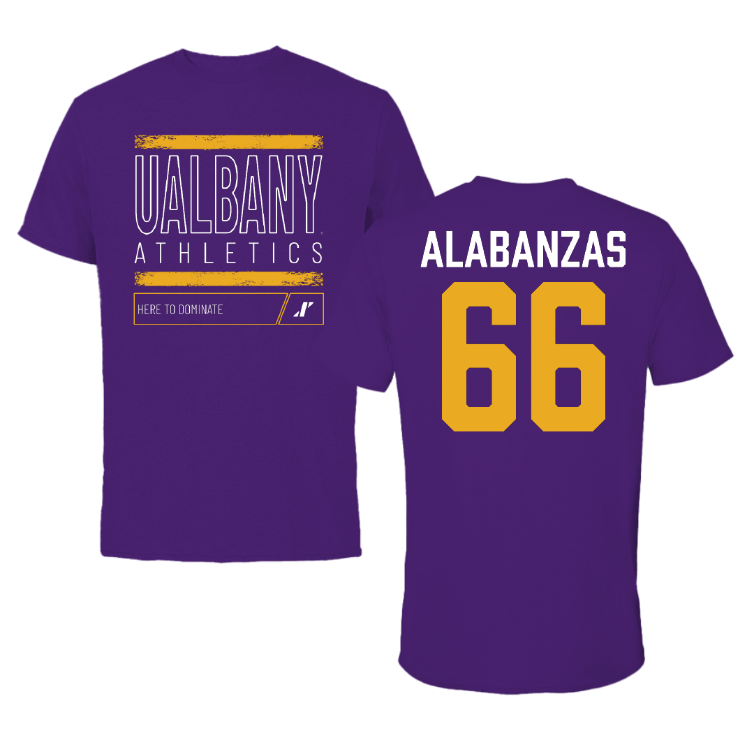 University at Albany Football Purple Dominate Performance Tee - #66 Christopher Alabanzas