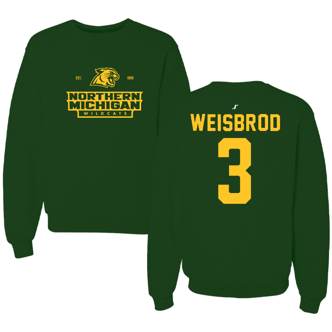Northern Michigan University Basketball Forest Green General Crewneck - #3 Max Weisbrod