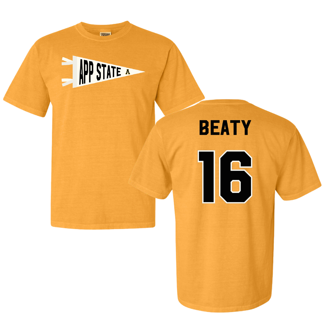 Appalachian State University Baseball Gold Pennant Comfort Colors Tee - #16 Jake Beaty