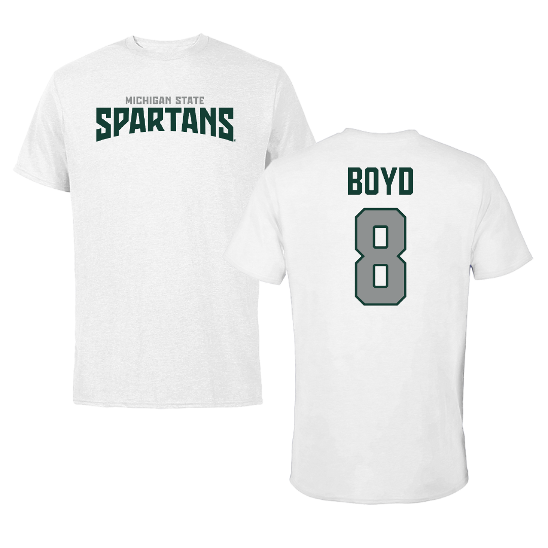 Michigan State University Football White Classic Tee - #8 Evan Boyd