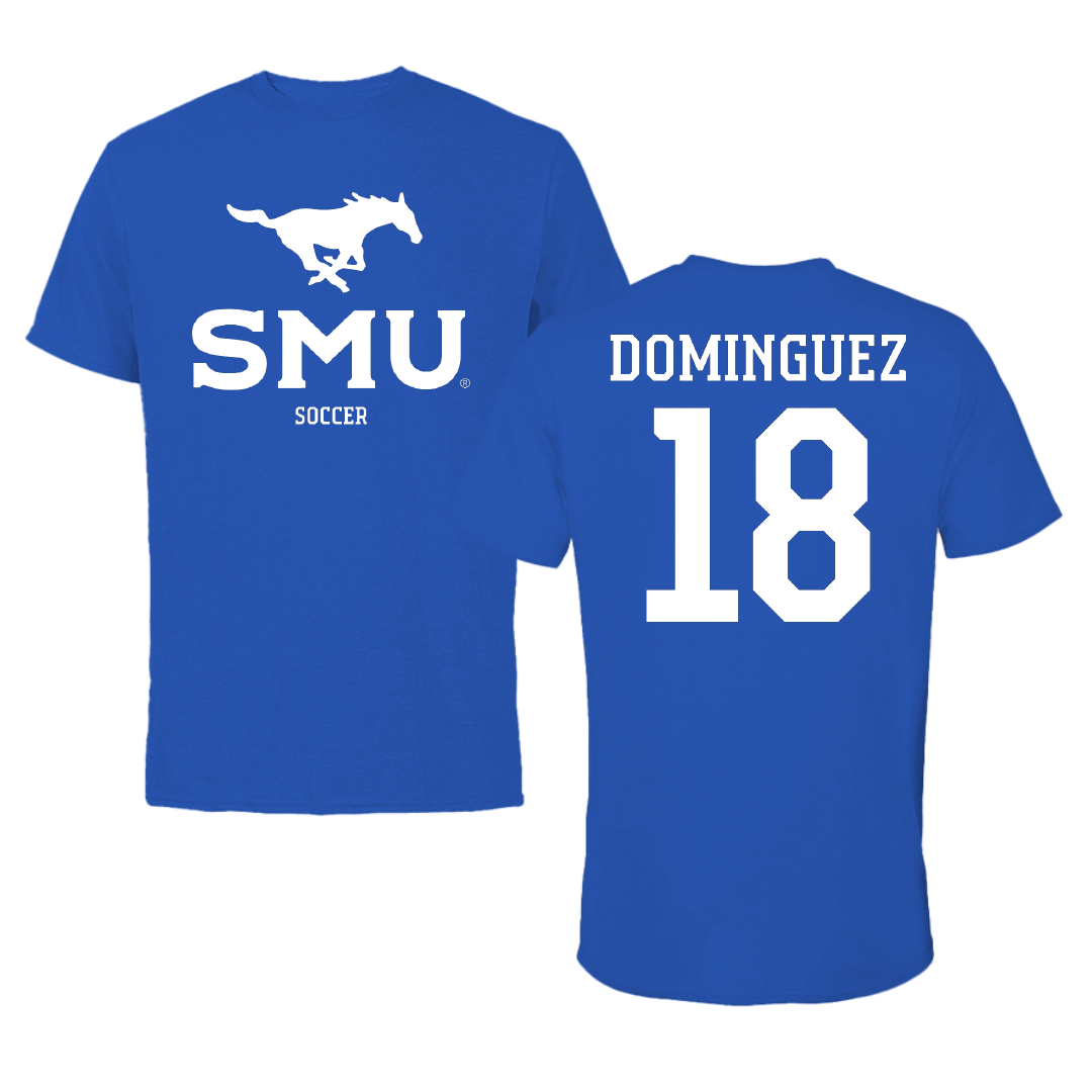 Southern Methodist University Soccer (M) Blue Mascot Performance Tee - #18 Martin Dominguez