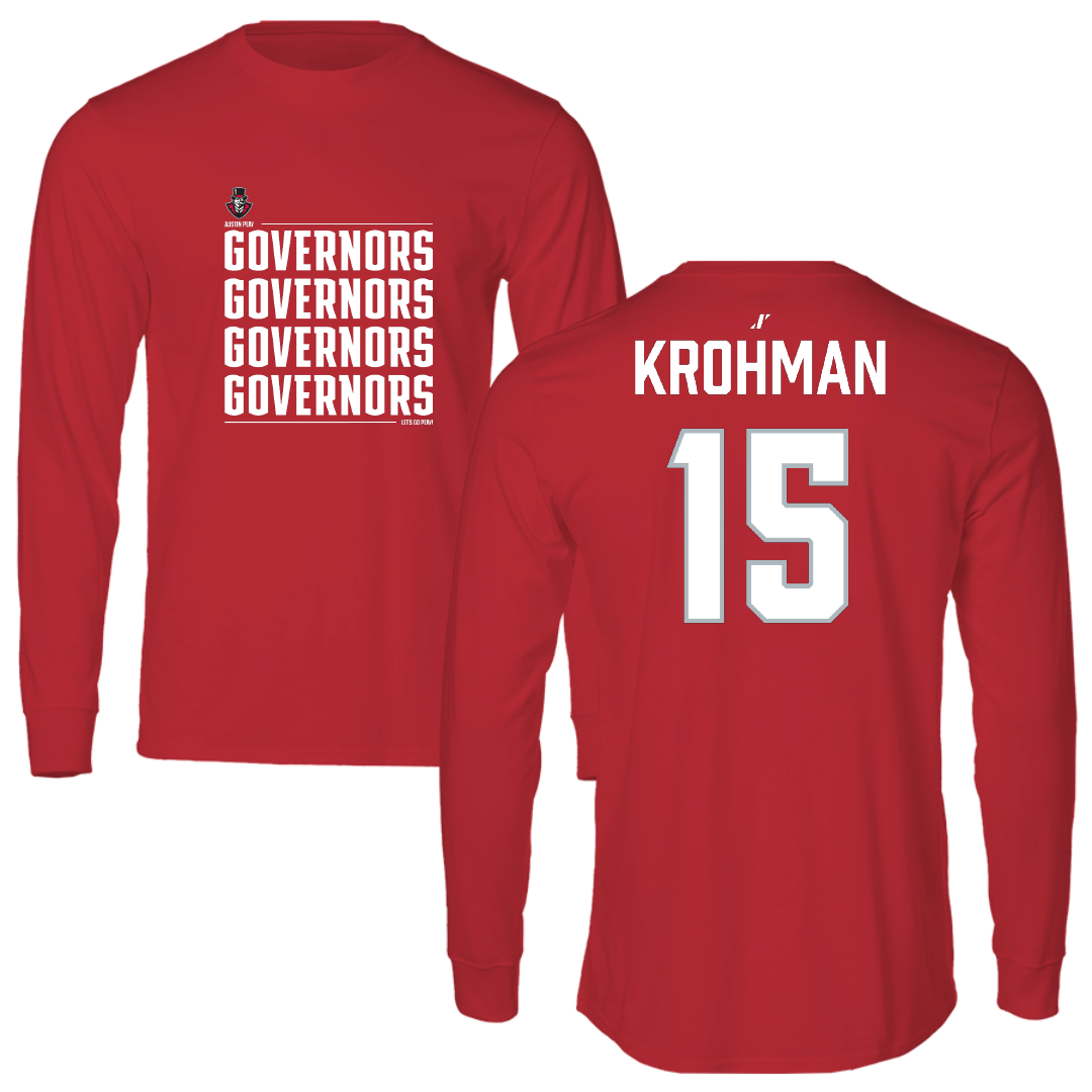 Austin Peay State University Softball Red General Performance Long Sleeve - #15 Macy Krohman
