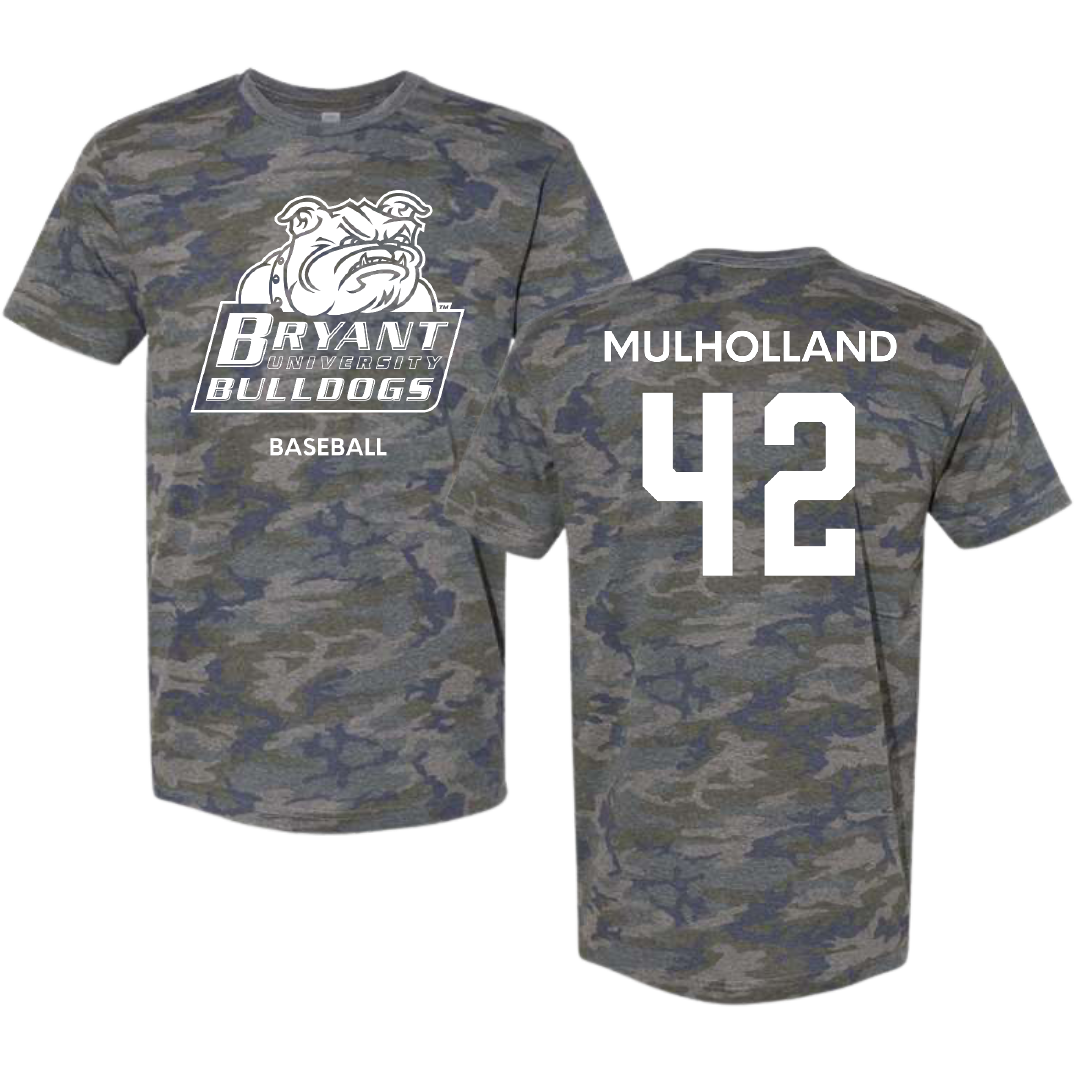 Bryant University Baseball Vintage Camo Tee - #42 Billy Mulholland