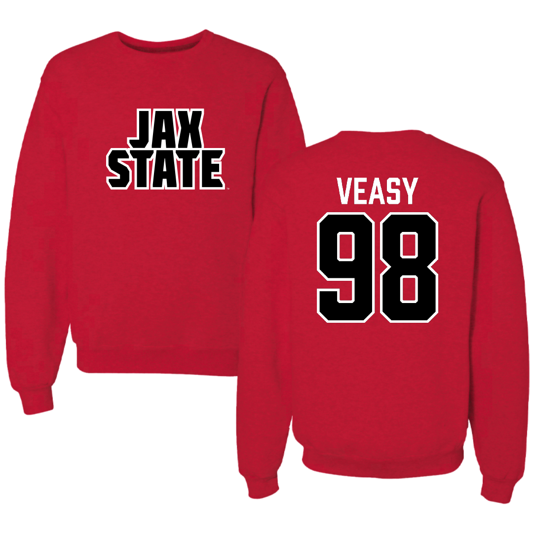 Jacksonville State University Football Red Crewneck - #98 Jackson Veasy