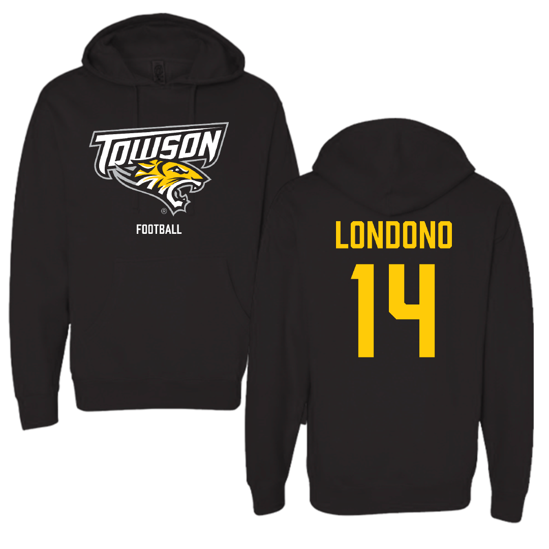 Towson University Football Black Hoodie - #14 Lukkas Londono