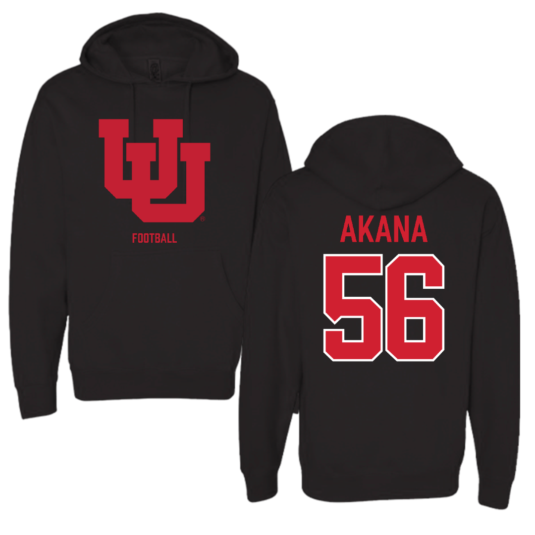 University of Utah Football Black Block Hoodie - #56 Ka'eo Akana