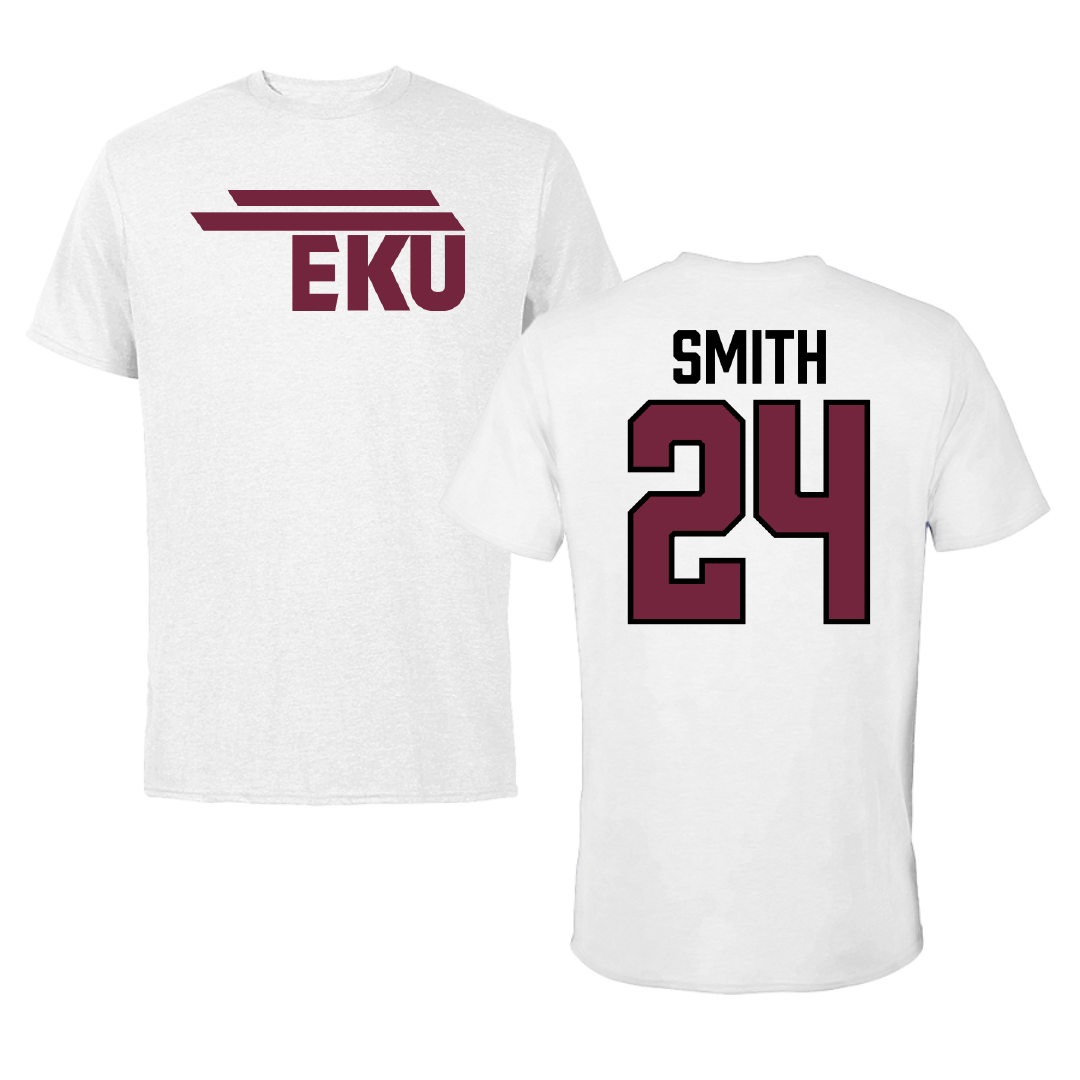 Eastern Kentucky University Football White Football Performance Tee - #24 Kaden Smith