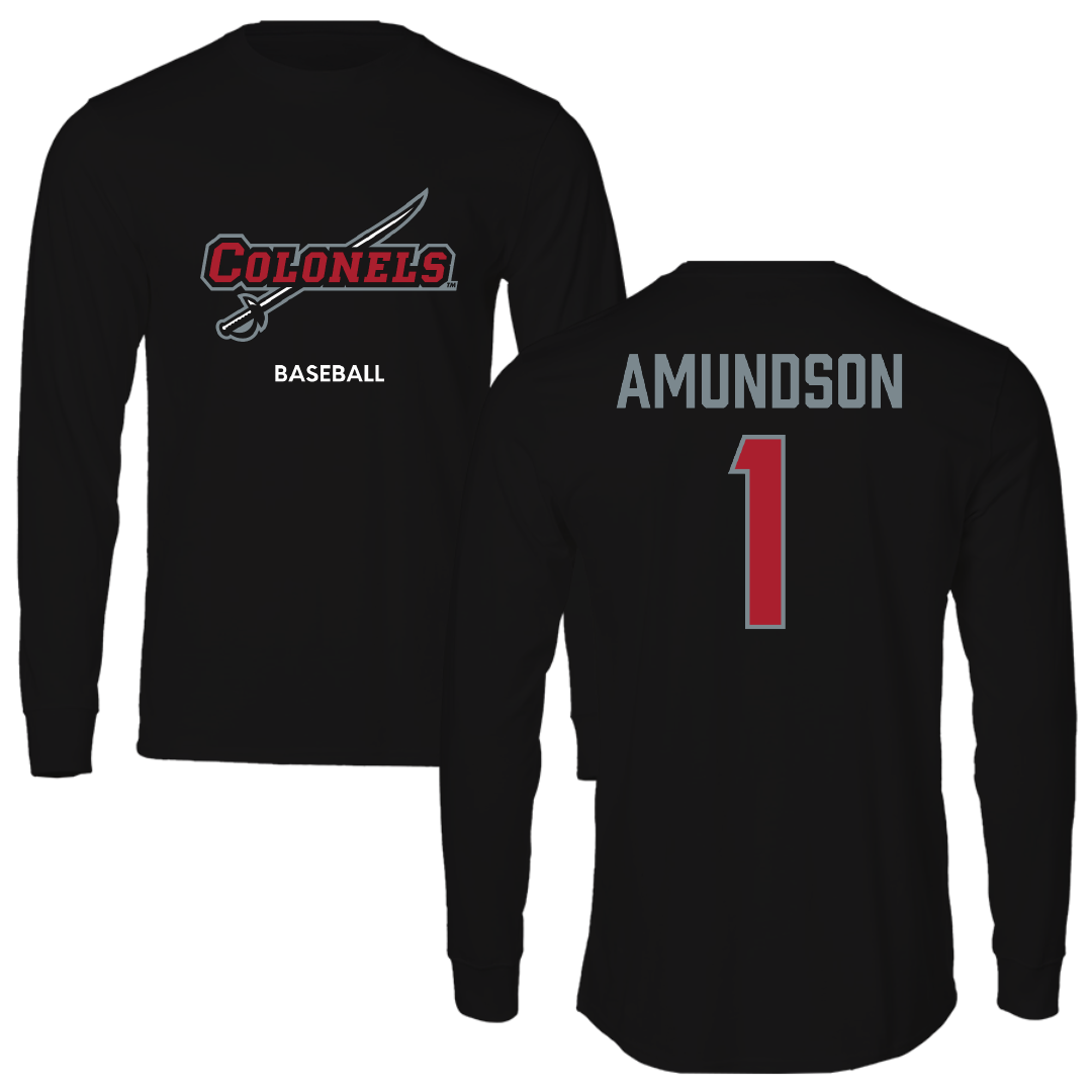 Nicholls State University Baseball Black Colonels Performance Long Sleeve - #1 Kaden Amundson