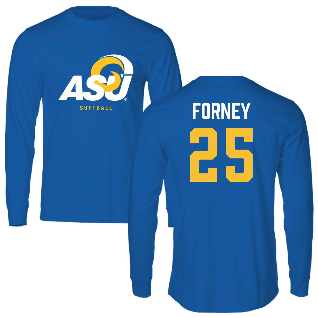 Angelo State University Softball Blue Performance Long Sleeve - #25 Kylie Forney