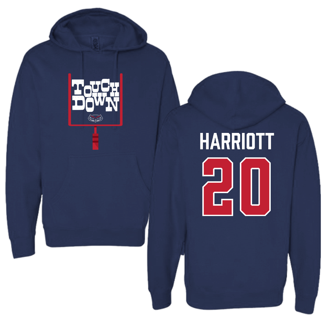 Florida Atlantic University Football Navy Touchdown Hoodie - #20 Joshua Harriott