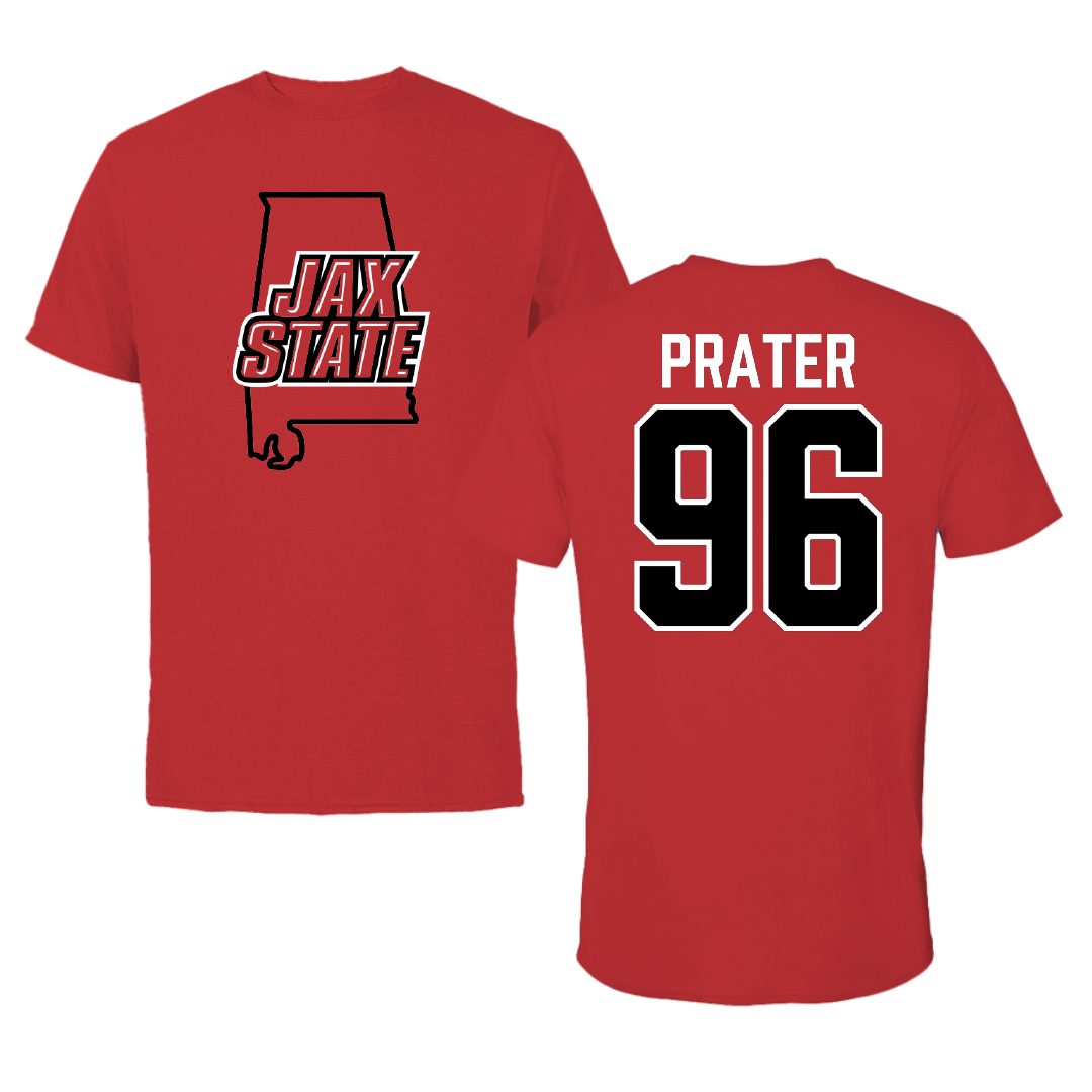 Jacksonville State University Football Red State Tee - #96 Darrell Prater