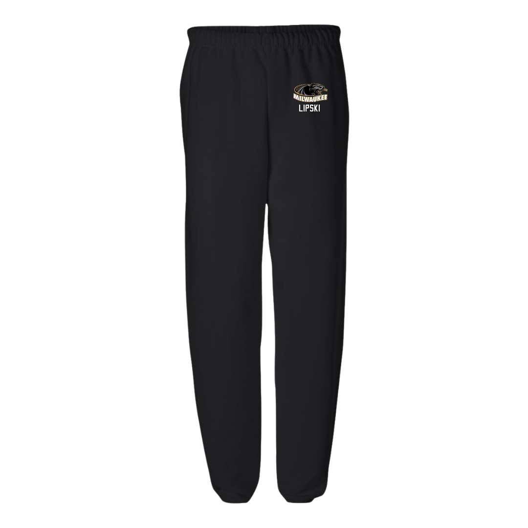 University of Wisconsin-Milwaukee Volleyball (W) Black Sweatpants - #12 Bella Lipski
