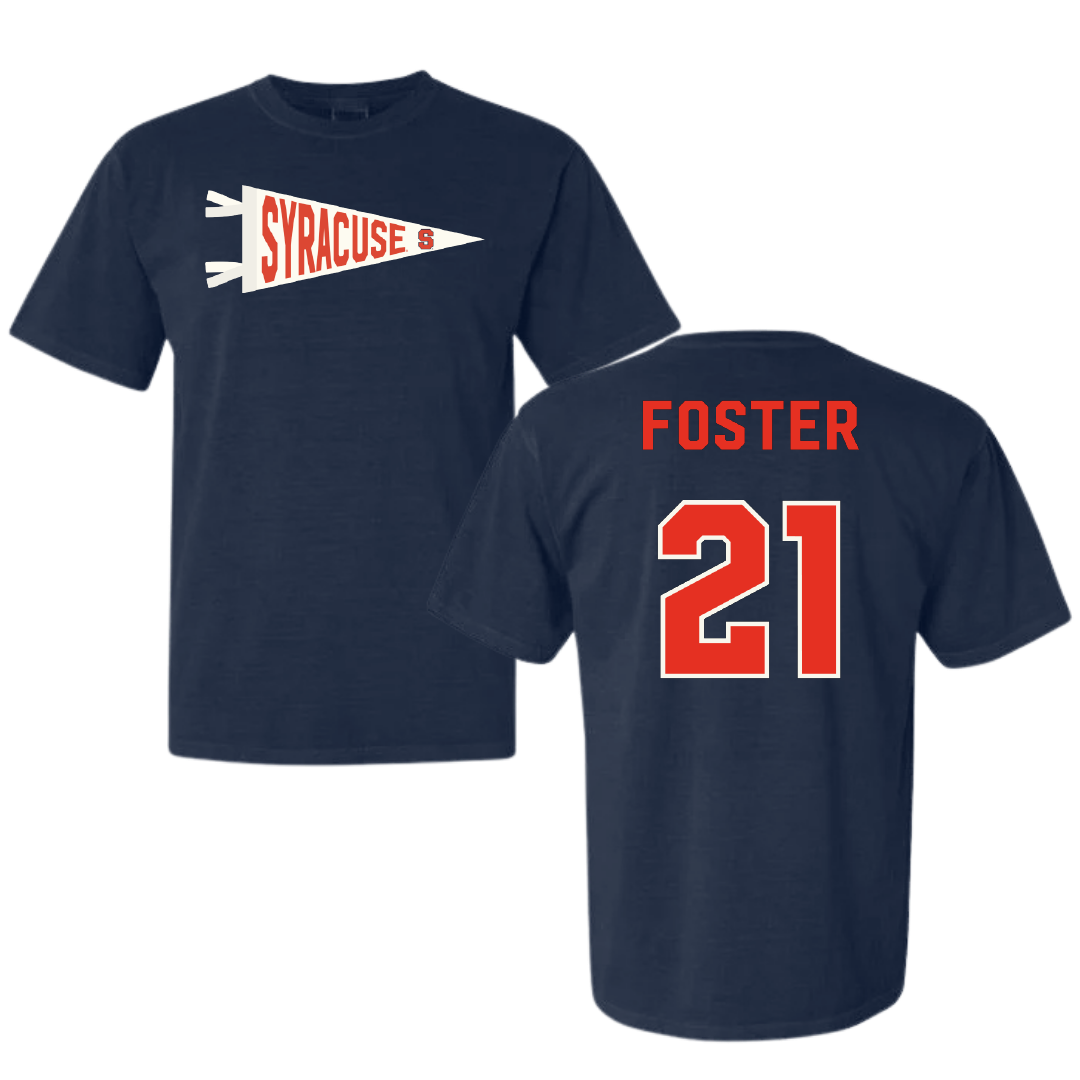 Syracuse University Softball Navy Pennant Comfort Colors Tee - #21 Makenzie Foster