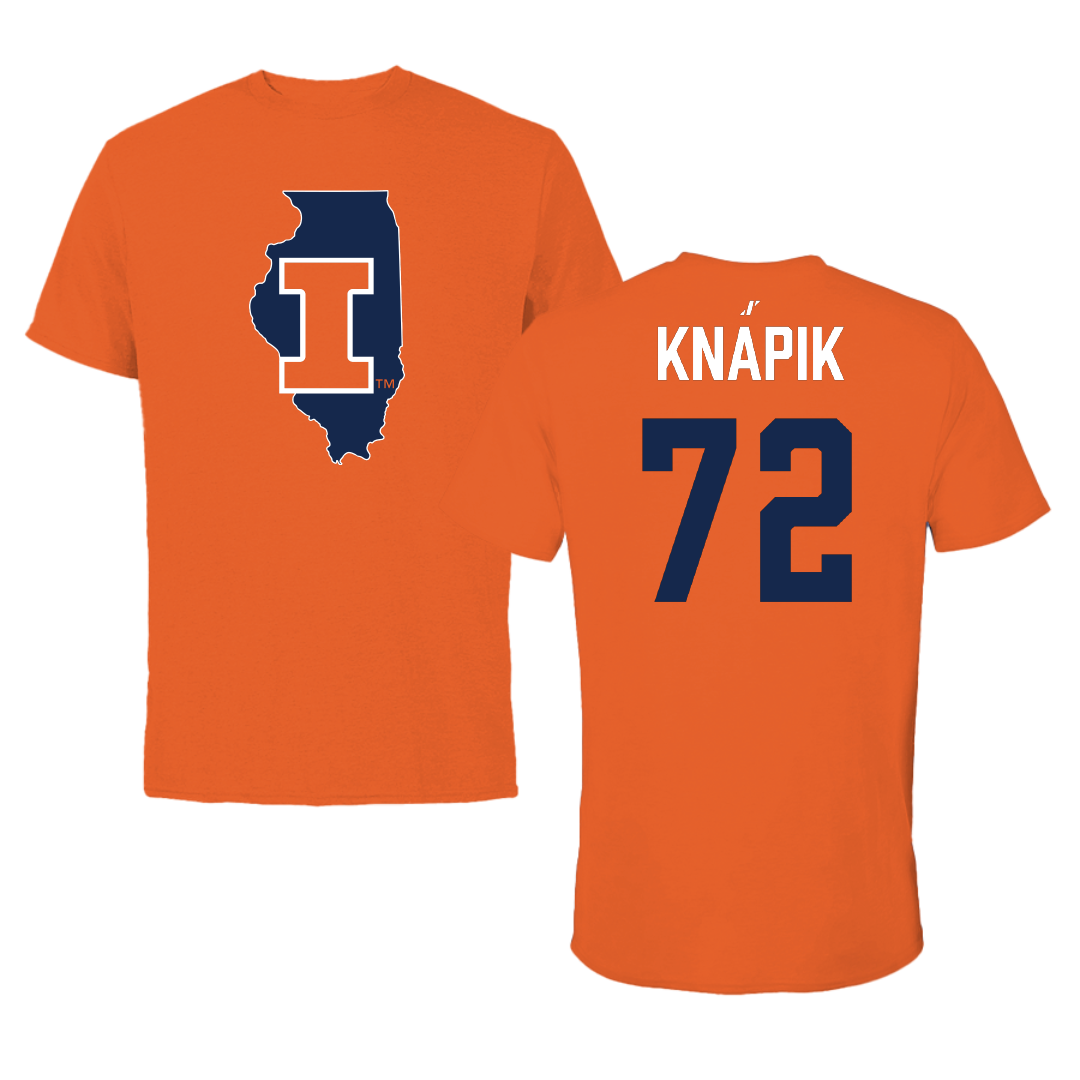 University of Illinois Football Orange State Tee - #72 Ayden Knapik