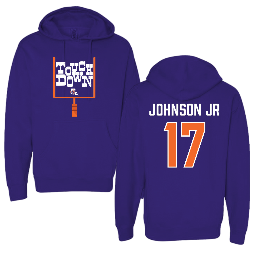 Northwestern State University Football Purple Touchdown Hoodie - #17 DJ Johnson Jr