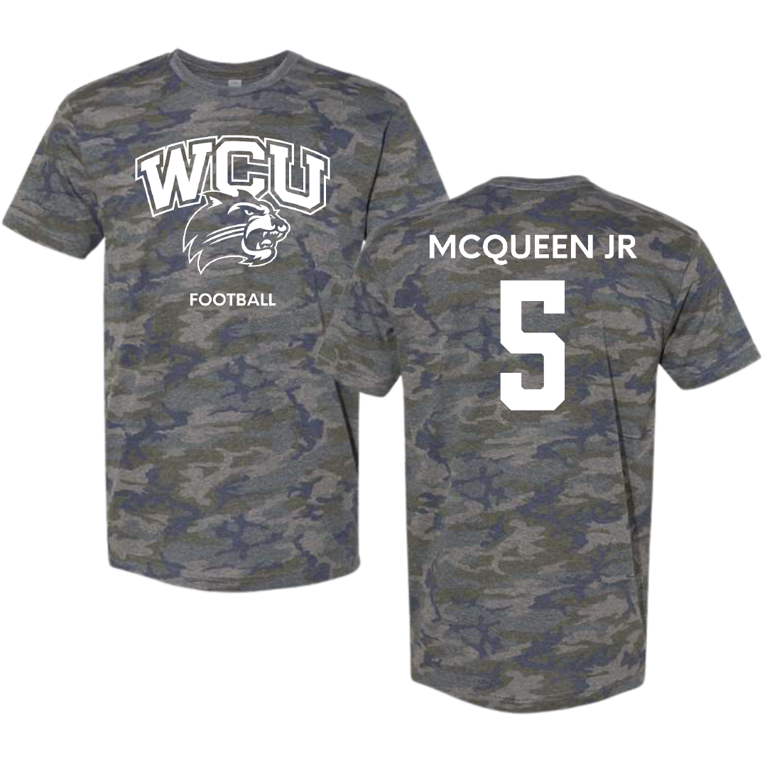 Western Carolina University Football Vintage Camo Tee - #5 Hayward McQueen Jr