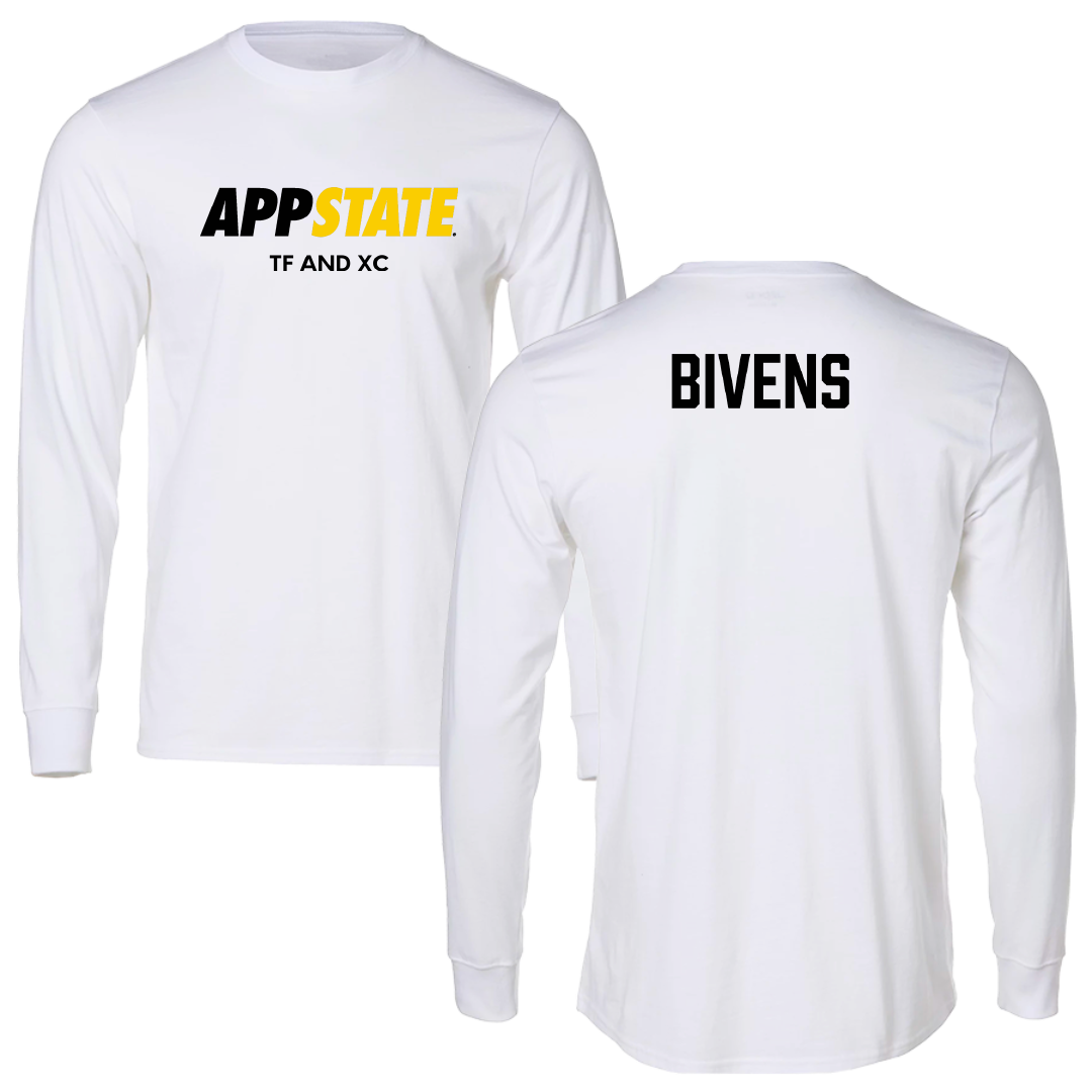 Appalachian State University TF and XC White Block Performance Long Sleeve - Garrett Bivens