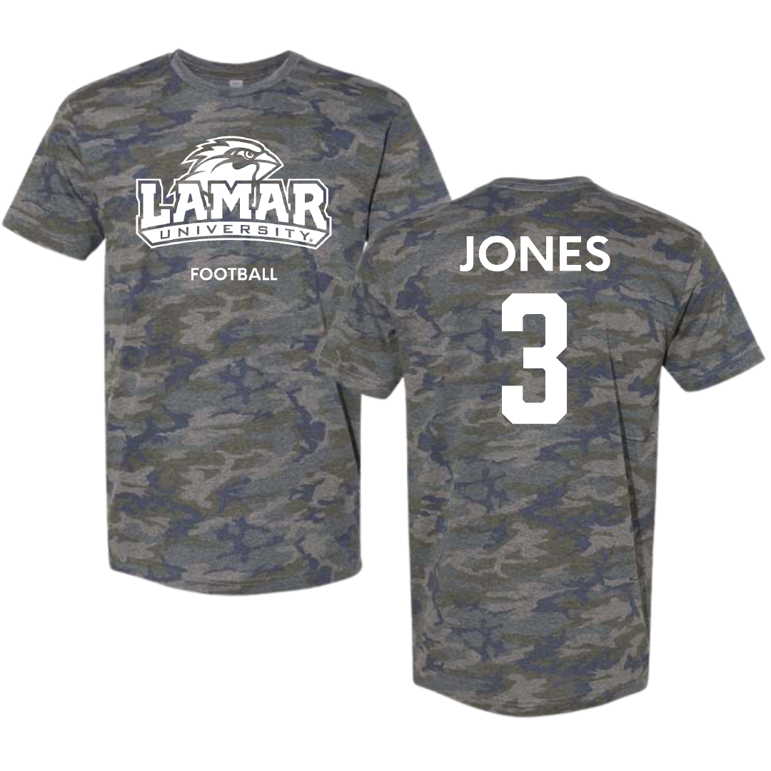 Lamar University Football Vintage Camo Tee - #3 Izaha Jones