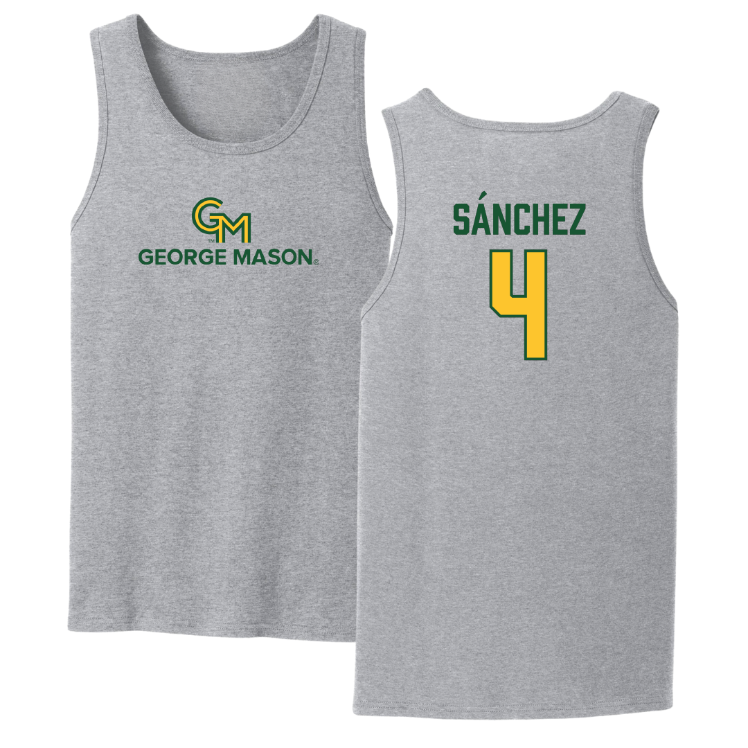 George Mason University Soccer Sport Gray Tank Top - #4 Javi Sánchez