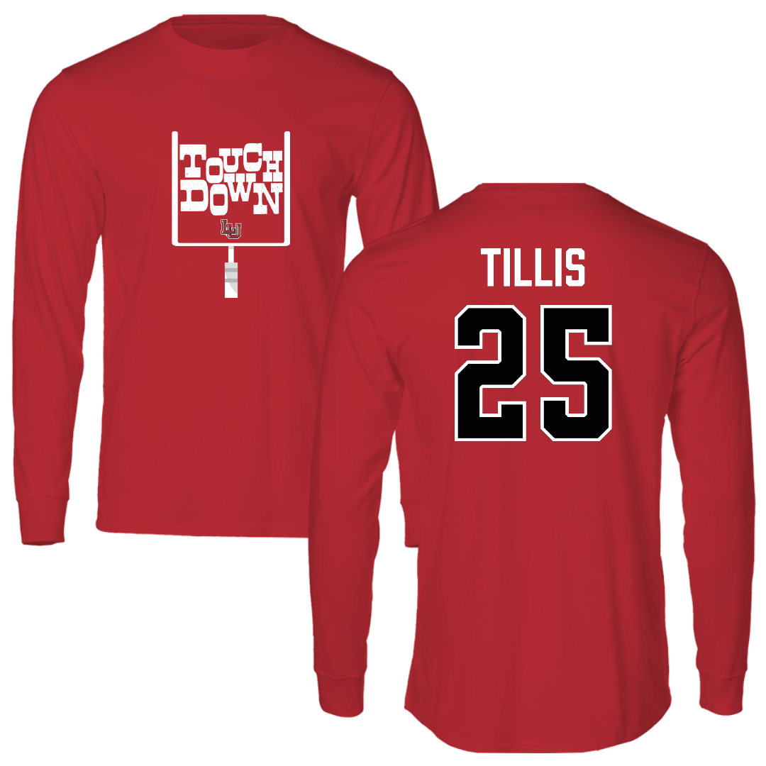 Lamar University Football Red Touchdown Performance Long Sleeve - #25 Jonavon Tillis