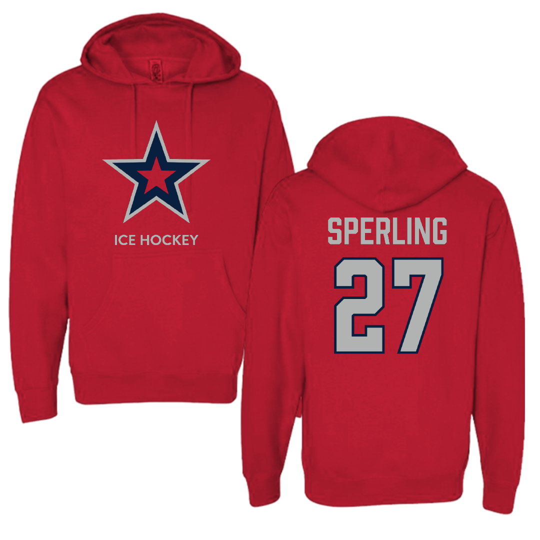 Robert Morris University Ice Hockey (W) Red Mascot Hoodie - #27 Chace Sperling