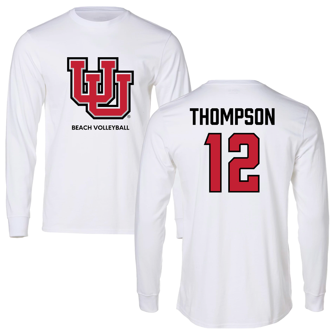University of Utah Beach Volleyball White Block Long Sleeve - #12 Siona Thompson