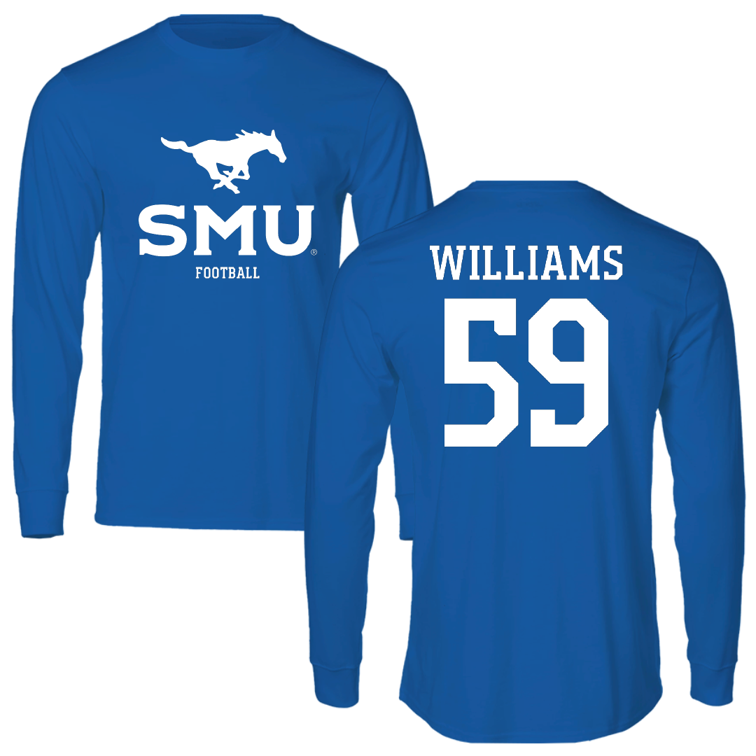 Southern Methodist University Football Blue Mascot Long Sleeve - #59 PJ Williams