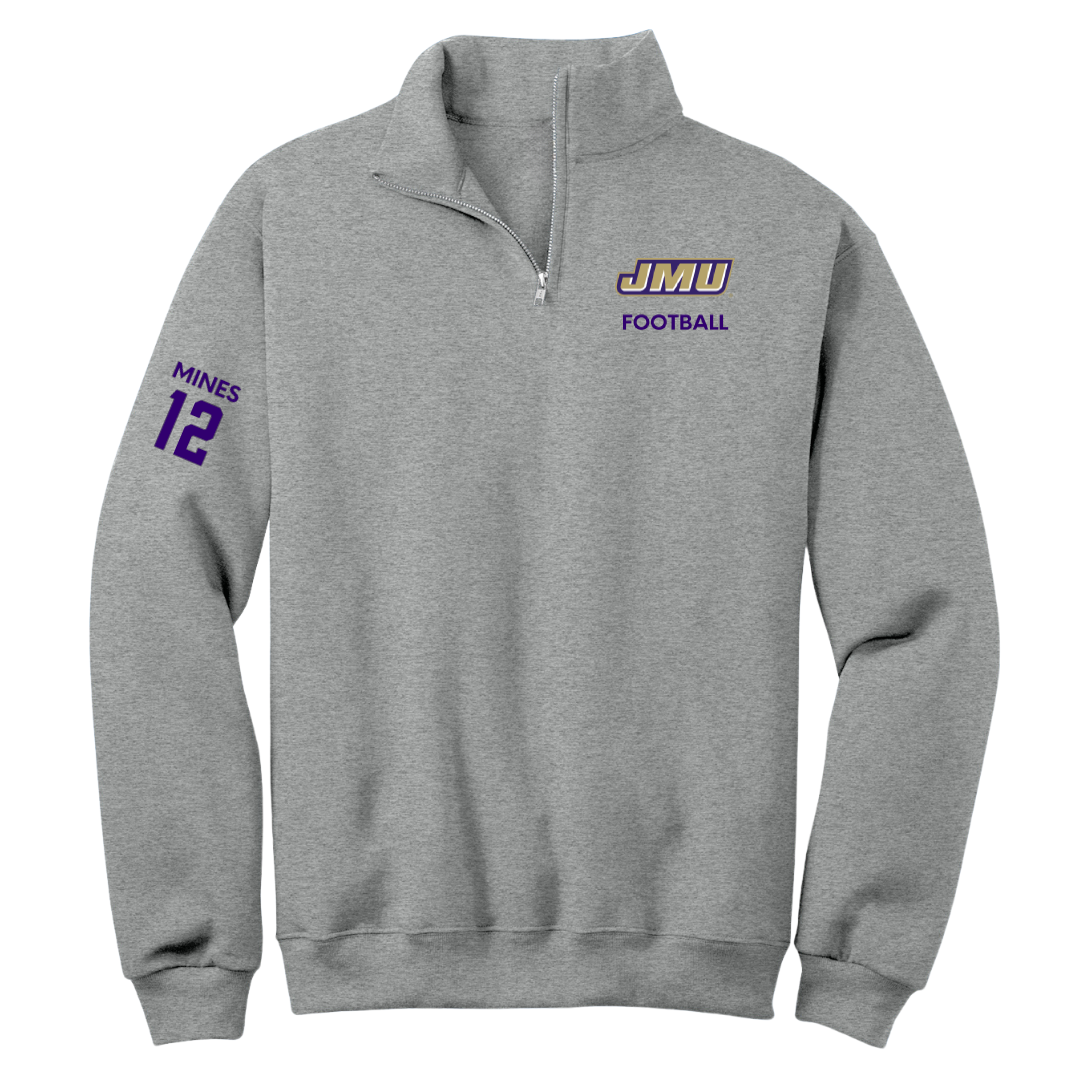 James Madison University Football Sport Gray Quarter-Zip - #12 Jayden Mines