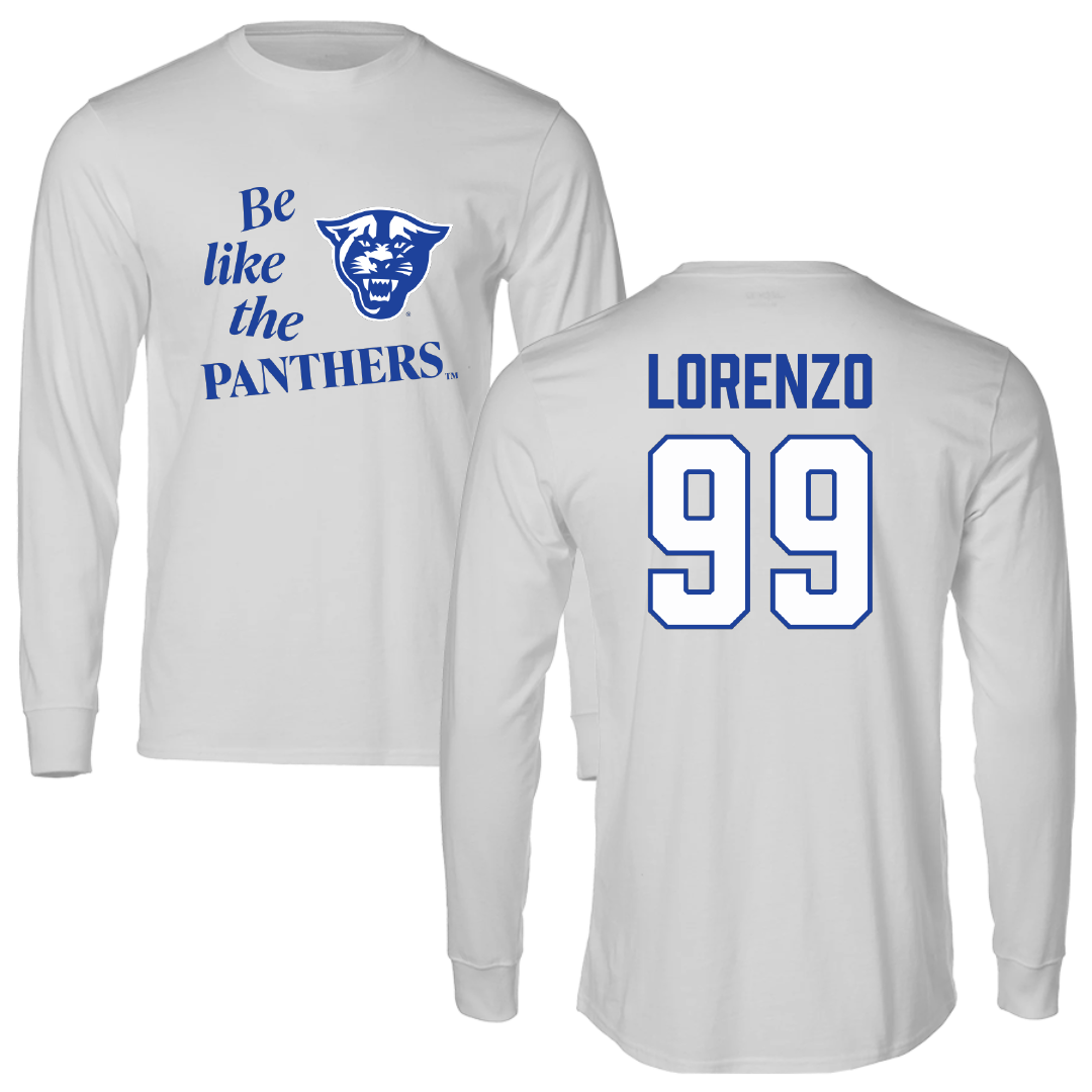 Georgia State University Football Light Gray Be Like Us Performance Long Sleeve - #99 Christian Lorenzo