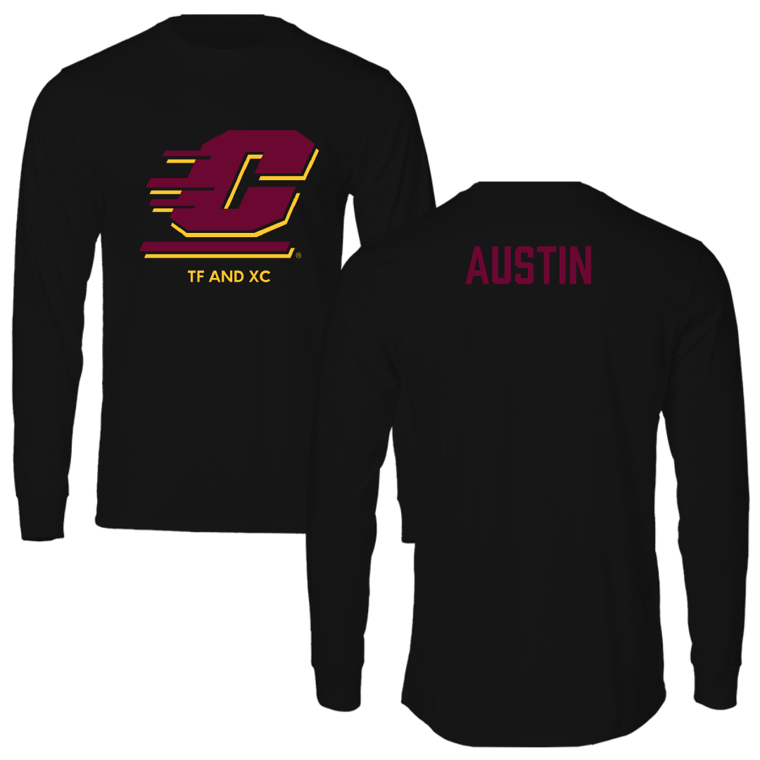 Central Michigan University TF and XC Black Performance Long Sleeve - Sky Austin
