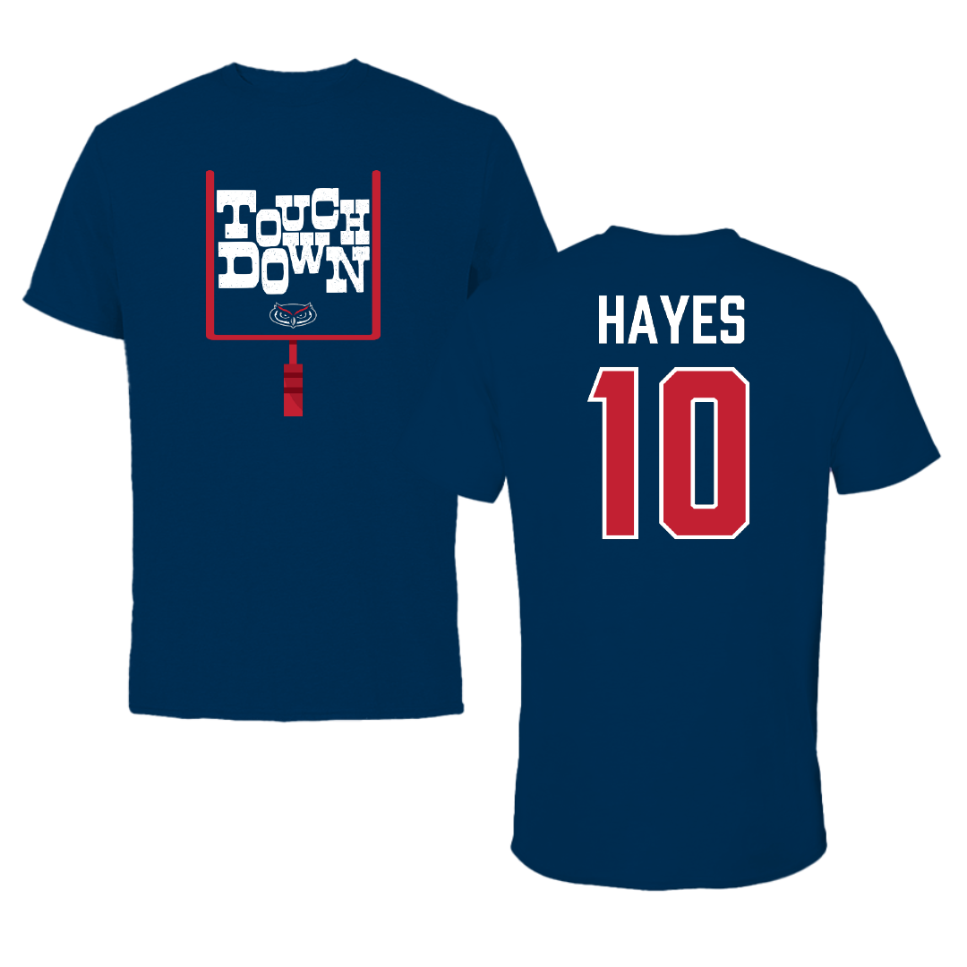 Florida Atlantic University Football Navy Touchdown Performance Tee - #10 Omari Hayes