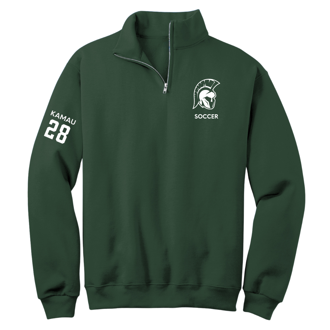 Illinois Wesleyan University Soccer (M) Forest Green Quarter-Zip - #28 Kalabi Kamau