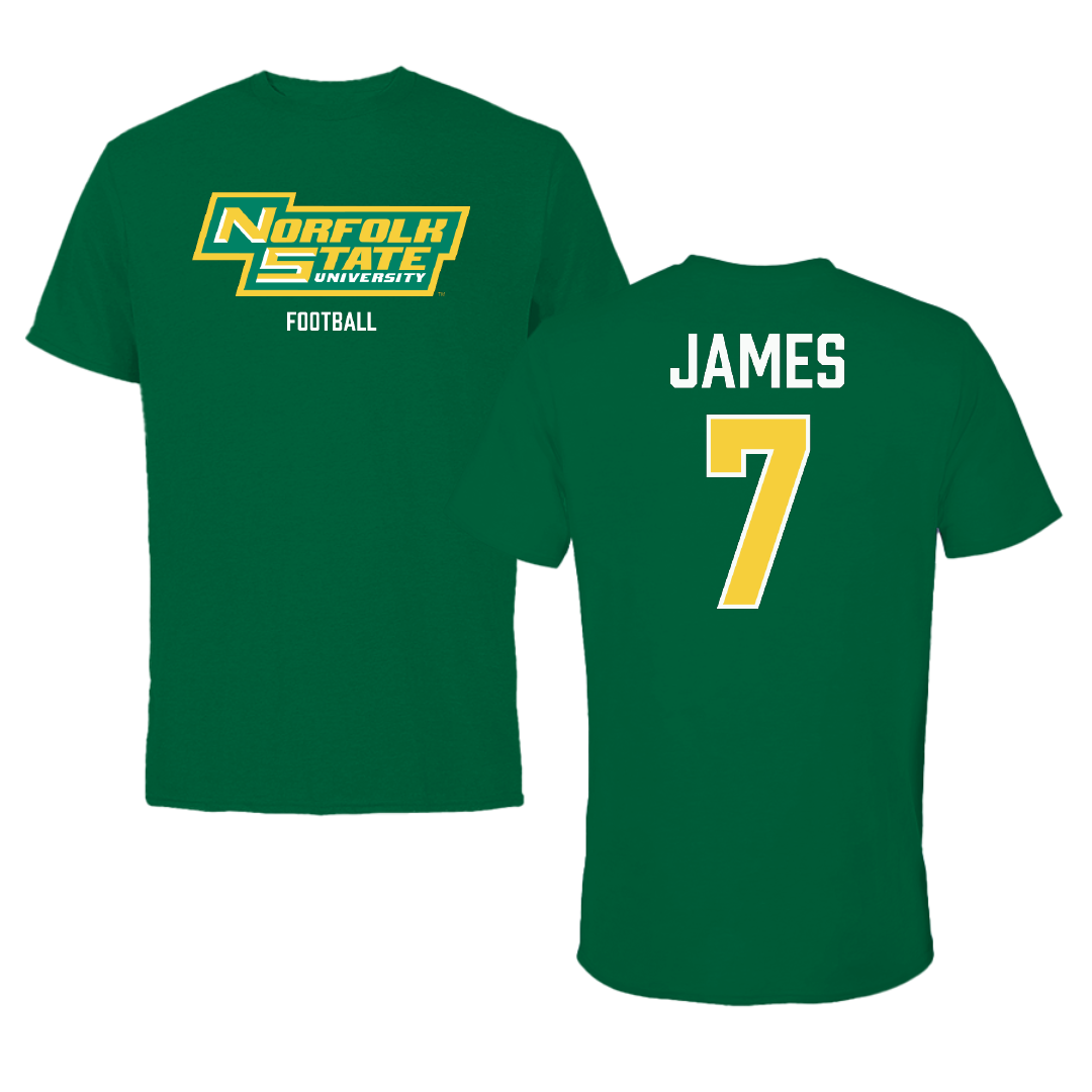 Norfolk State University Football Green Performance Tee - #7 Nolan James