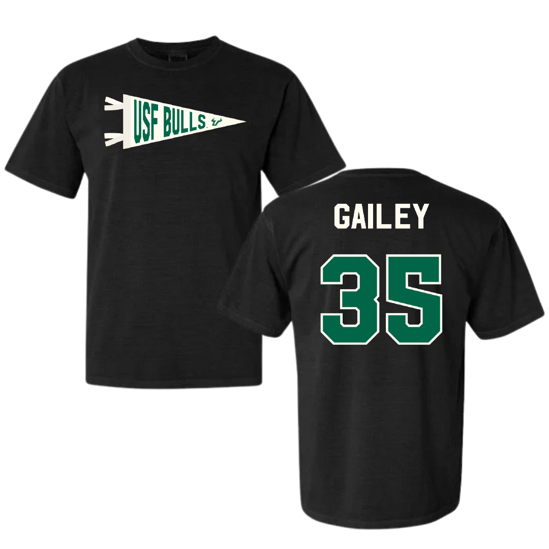 University of South Florida Baseball Black Pennant Comfort Colors Tee - #35 Lawson Gailey