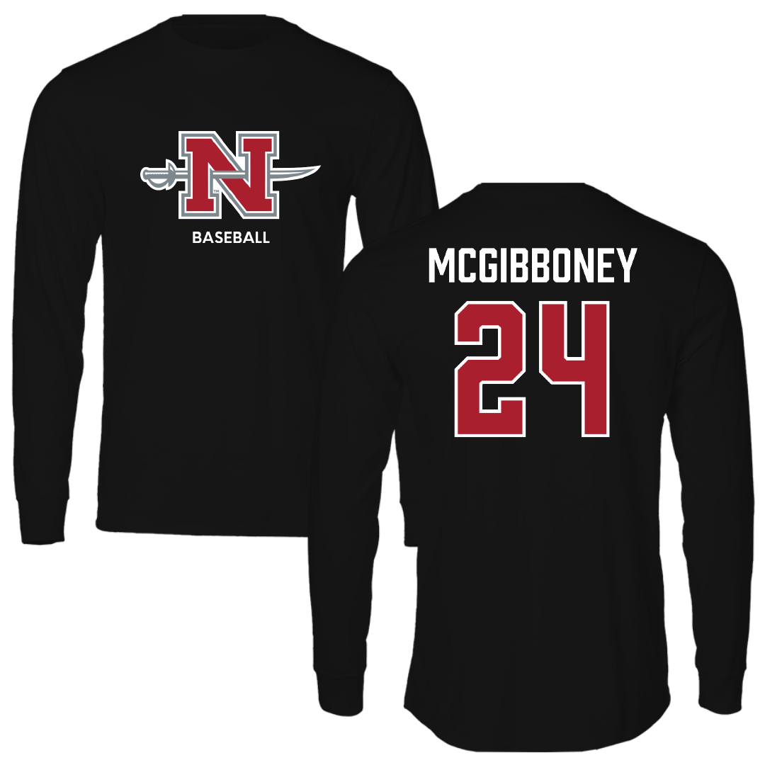 Nicholls State University Baseball Black Mascot Performance Long Sleeve - #24 Luke McGibboney