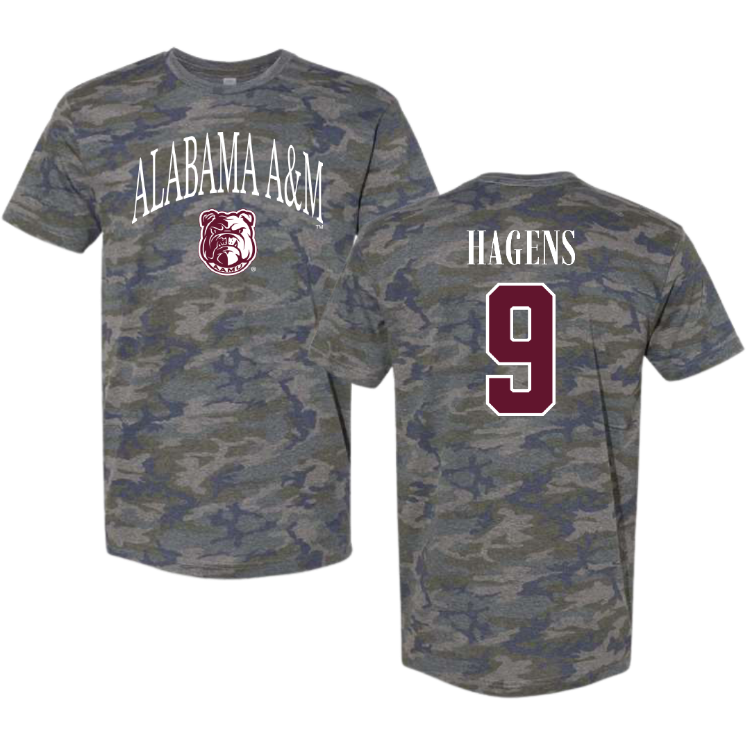 Alabama A&M University Football Vintage Camo Tee - #9 Mekhi Hagens