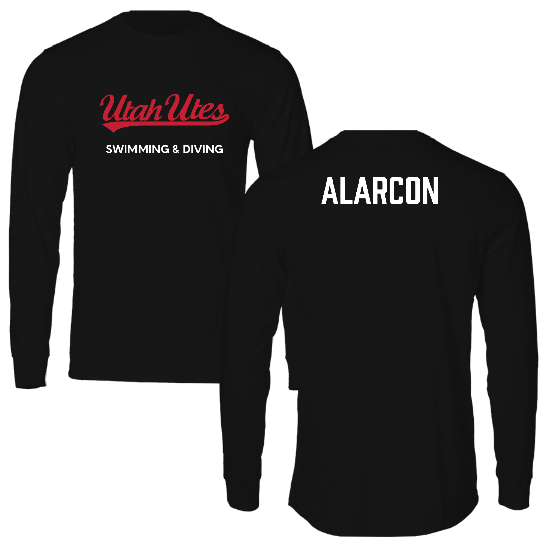 University of Utah Swimming & Diving Black Utes Performance Long Sleeve - Landon Alarcon