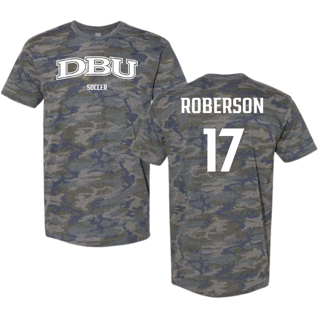 Dallas Baptist University Soccer (W) Vintage Camo Tee - #17 Haley Roberson
